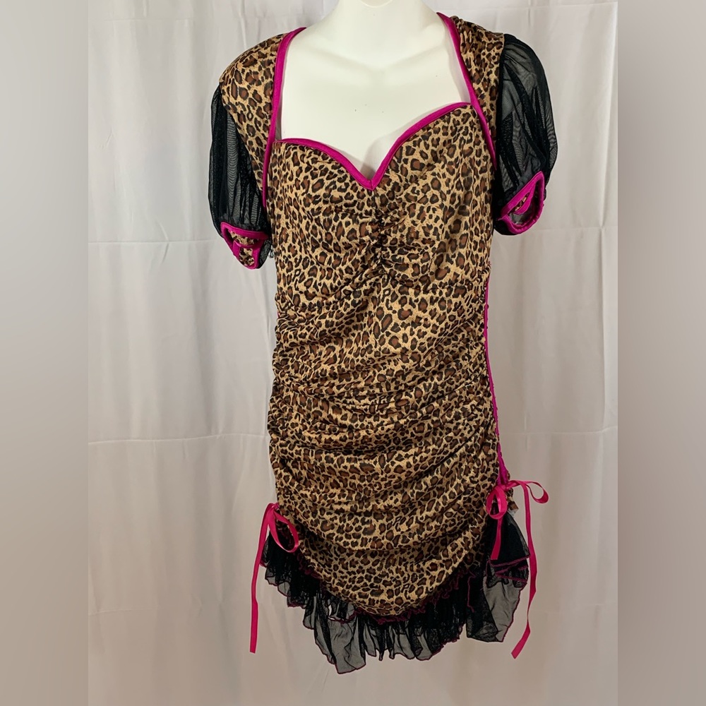 Halloween Costume Spirit Leopard Pinup Dress Adult Woman Women Large.